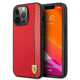 Ferrari FESAXHCP13XRE iPhone 13 Pro Max 6.7 raudonas kietasis dėklas Off Track Carbon Stripe