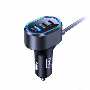 Accessories - 3mk Double Car Charger 135W PD QC PPS USB 2A4C Black/Gray