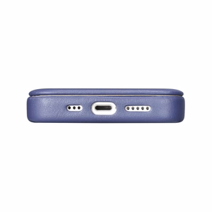 iCarer CE Premium odinis folio dėklas iPhone 14 Pro Max magnetinis atverčiamas odinis folio dėklas MagSafe šviesiai violetinė