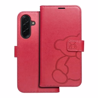 MEZZO knygos dėklas SAMSUNG A36 5G meškiukas purpurinė