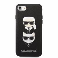 Karl Lagerfeld KLHCI8SAKICKCBK iPhone 7/8 / SE 2020 / SE 2022 juodas/juodas kietas dėklas Saffiano Karl&Choupette Galva