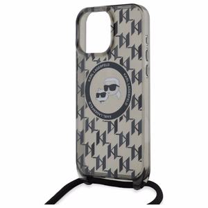 Karl Lagerfeld IML per petį monograminis Karl ir Choupette galvos MagSafe dėklas iPhone 16 Pro - juodas