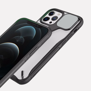 Nillkin Cyclops dėklas iPhone 13 Pro - juodas su kamera apsauga ir sulankstomu stovu