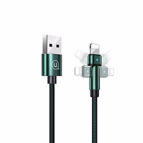 USAMS Laidas pintas sukamas U60 2A Lightning žalias 1m SJ476USB02 (US-SJ476)