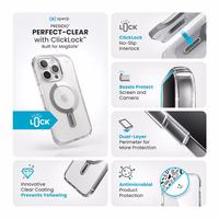 Speck Presidio Perfect-Clear ClickLock & MagSafe - iPhone 16 Pro dėklas (Clear / Chrome Finish / Serene sidabrinis)