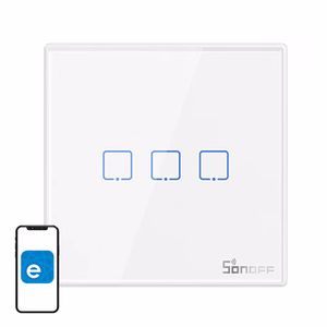 Išmanusis belaidis sieninis jungiklis Sonoff T2EU3C-RF 433MHz (3 kanalai)