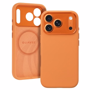 Liavec Silk Shield dėklas su metaliniu kameros rėmeliu, skirtas Iphone 17 Pro Max oranžinis