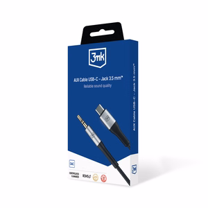 Audio kabelis 3mk USB-C to 3,5mm 1.0m juodas
