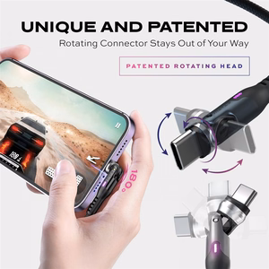 STATIK PowerPivot Pro nailoninis pynimo laidas, USB-C į USB-C, 2 m, juodas