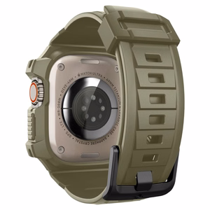 Spigen Rugged Armor Pro - Dirželis su dėklu, skirtas Apple Watch Ultra 49 mm (Vintage Khaki)