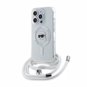 Karl Lagerfeld Crossbody IML Karl Head Magnetinis dėklas telefonui iPhone 15 Pro – permatomas