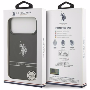 US Polo DH and Bottom Stripe Logo MagSafe Dėklas telefonui iPhone 17 Pro Max - juodas