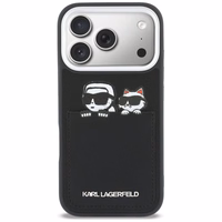 "Karl Lagerfeld Karl & Choupette Print & Pocket Case" dėklas "iPhone 17 Pro Max" - juodas