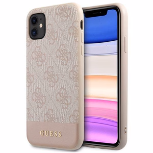 Guess 4G Stripe Collection dėklas telefonui iPhone 11 / Xr 6.1" - Rožinis