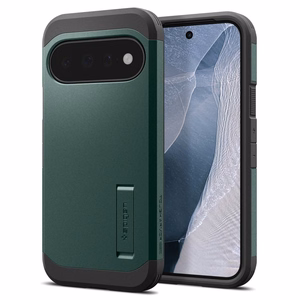 Spigen Tough Armor Mag MagSafe dėklas, skirtas Google Pixel 11, tamsiai žalias