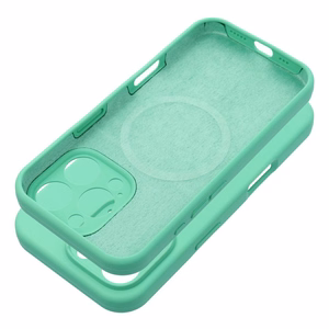 Silikoninis 2mm dėklas telefonui IPHONE 15 Pro, suderinamas su Magnetine MagSafe funkcija, mėtų spalvos