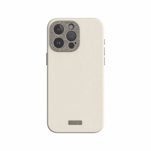 Moshi Napa MagSafe aukštos kokybės veganiškos odos dėklas, skirtas iPhone 15 Pro, „Eggnog White“ spalvos