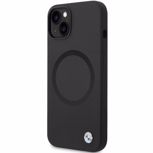 BMW BMHMP14SSILBK2 dėklas iPhone 14 - juodas Signature Liquid Silicone MagSafe