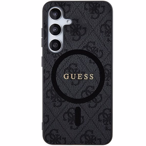 Guess 4G Collection Odinis Metalinis Logotipas Magnetinis dėklas telefonui Samsung Galaxy S24+ - juoda
