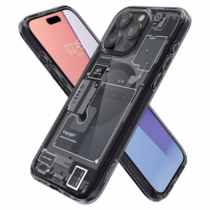 Spigen Ultra Hybrid Mag Dėklas telefonui su MagSafe iPhone 15 Pro - tamsiai pilkas (Zero One Pattern)