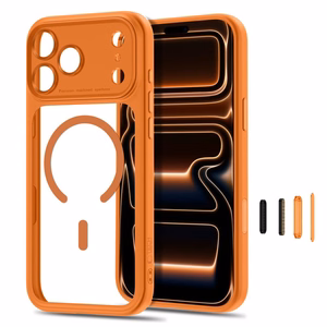 Tech-Protect MagPeak MagSafe CC dėklas, skirtas iPhone 18 Pro / 17 Pro, skaidrus oranžinis