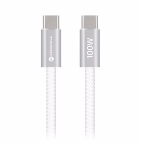 Laidas USB C į USB C Forcell F-Energy QC4.0 PD 5A 100W Cafule Color 1,2 m ACYH23 baltas