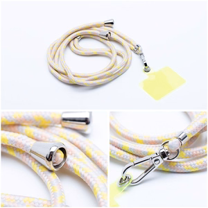 SWING (6mm) telefono dirželis, telefono pakabukas su reguliuojamu ilgiu / virvelės ilgis 165 cm (maks. 82,5 cm kilpoje) / ant peties arba kaklo – pilkas–geltonas
