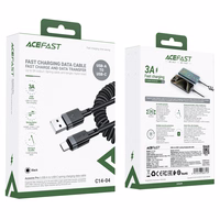 "Acefast C14-04" USB-A - USB-C kabelis Spring 480Mb/s 3A 1,2 m - juodas
