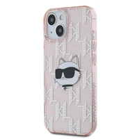 Karl Lagerfeld IML Choupette galvos ir monogramos dėklas iPhone 13 - rožinė