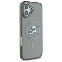 Karl Lagerfeld IML Metal Karl&Choupette Head magnetinis dėklas telefonui iPhone 16 - juodas