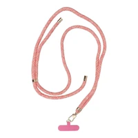 SWING (8mm) Telefono dirželis, Telefono pakabukas su reguliuojamu ilgiu / virvės ilgis 165cm (maks. 82.5cm kilpoje) / ant peties arba kaklo - rožinė-balta