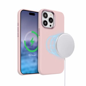 Crong Color Cover LUX Magnetic dėklas, skirtas iPhone 15 Pro, suderinamas su MagSafe, rožinis