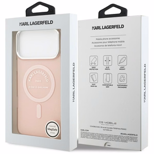 Karl Lagerfeld IML Karl RSG logotipo magnetinis dėklas telefonui iPhone 17 Pro Max - rožinis