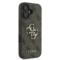 Guess 4G didelio logotipo dėklas telefonui iPhone 16 - rudas