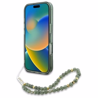 Guess IML Gėlės visur Electro su perline juostele Magnetinis dėklas telefonui iPhone 16 Plus - žalias