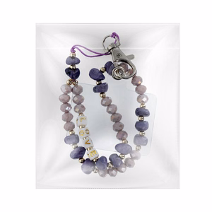 LOVE telefono dirželis, pakabukas / virvelės ilgis 44 cm (22 cm kilpoje) / ant rankos – violetinis