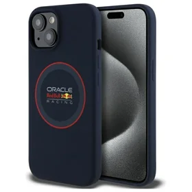 RED BULL dėklas telefonui IPHONE 14 suderinamas su MagSafe RBHMP14S24SIILVR (Silikoninis raudonas žiedas) mėlynas