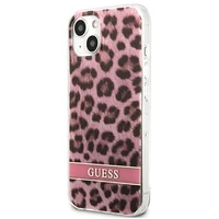 Guess GUHCP13SHSLEOP iPhone 13 mini 5.4" rožinis kietasis dėklas Leopard