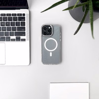 Blizgus magnetinis dėklas telefonui iPhone 17 - pusiau skaidrus