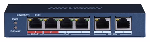 Hikvision DS-3E0106HP-E tinklo komutatorius Ne-valdomas Fast Ethernet (10/100) Maitinimas per Eternetą (PoE) Mėlyna