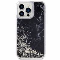 Guess GUHCP14XLCSGSGK iPhone 14 Pro Max 6.7" juodas/juodas kietas dėklas Liquid Glitter Marble