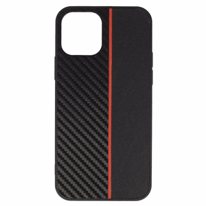 Tel Protect CARBON dėklas iPhone 12 Pro Max, juodas su raudona juosta