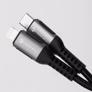 FORCELL F-ENERGY C259 kabelis Type C į Lightning PD 3A 27W Cafule 1,2 m juodas