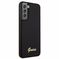 Guess GUHCS22MLSLMGBK S22+ S906 juodas/juodas hardcase Silicone Script Metal Logo