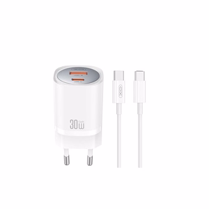 XO sieninis įkroviklis CE21 PD 30W 1x USB-C 1x USB baltas