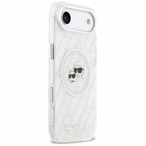 Karl Lagerfeld IML Blizgantis Karl & Choupette Heads Logo magnetinis dėklas telefonui iPhone Air - pilkas