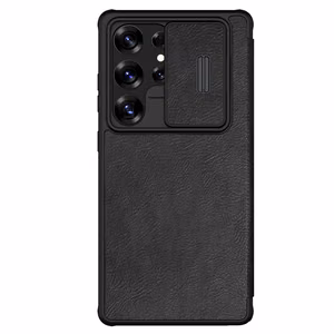 Чехол Nillkin Qin Pro для Samsung Galaxy S25 Ultra с откидной крышкой и защитой камеры - чёрный