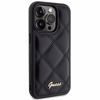 Guess Quilted Metal Logo dėklas telefonui iPhone 15 Pro - juodas