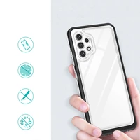 Skaidrus 3in1 dėklas telefonui Samsung Galaxy A32 5G rėmelis gelis juodas