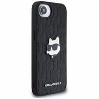Karl Lagerfeld Monogram Choupette Head Pin dėklas telefonui iPhone 16e - juodas